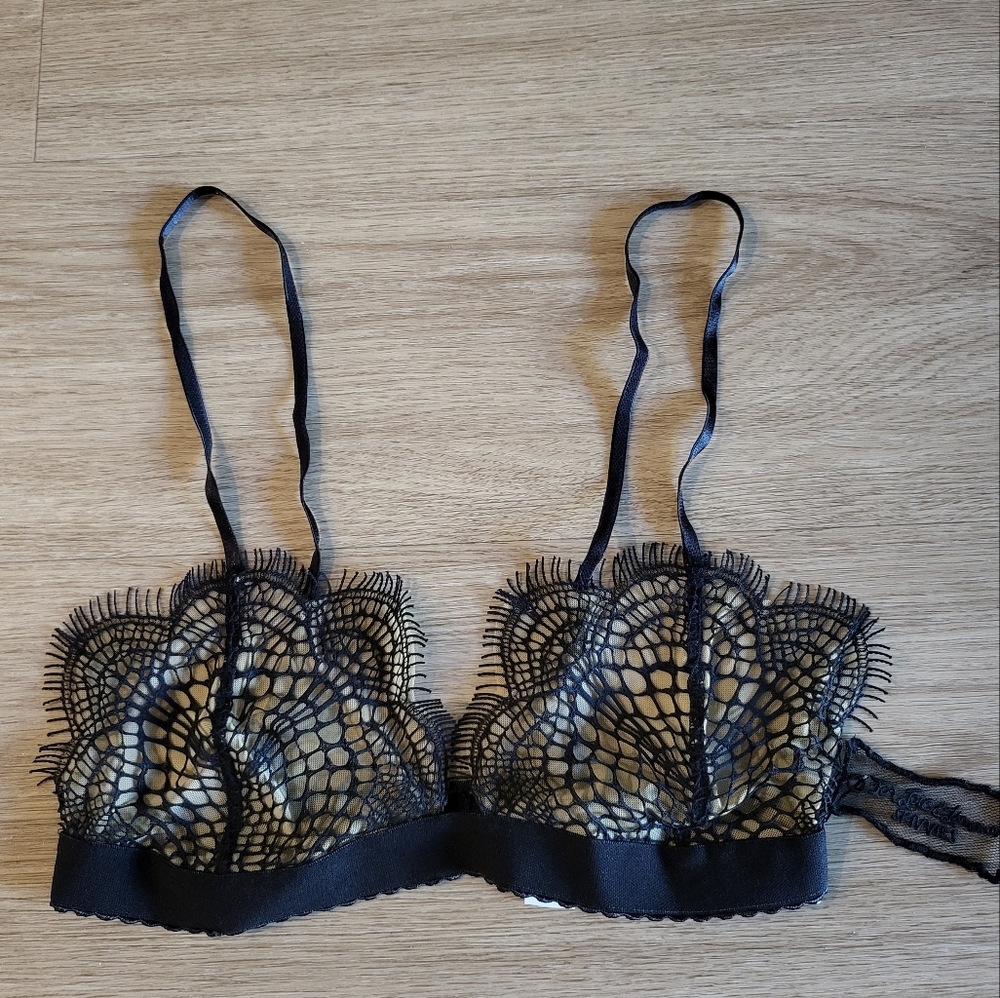 For Love And Lemons Black Lace Bra